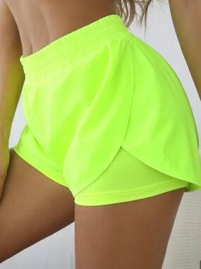 Neon Lime Women’s Athletic Shorts with Inner Liner